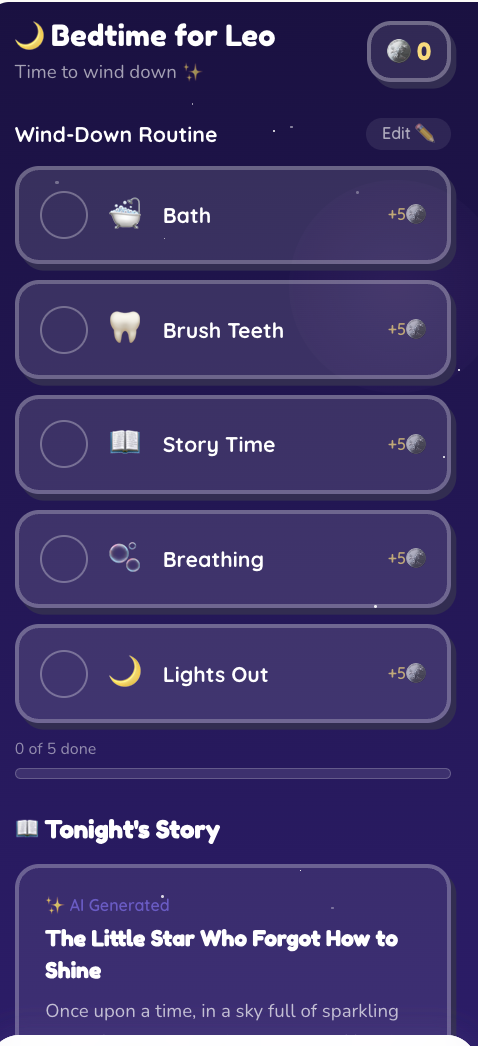 Bedtime routine