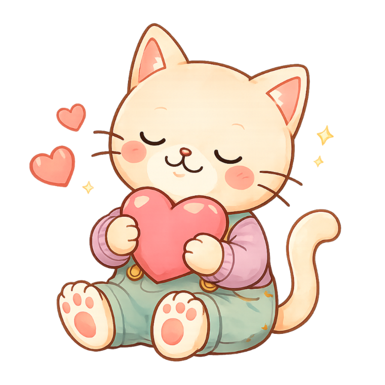 Mello holding a big heart